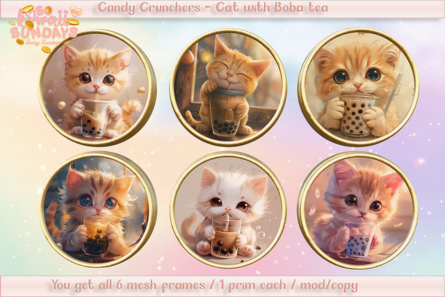 Candy Crunchers - Round art - Cat Boba tea
