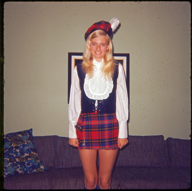 Slide of Young Woman in Plaid Outfit, 1972