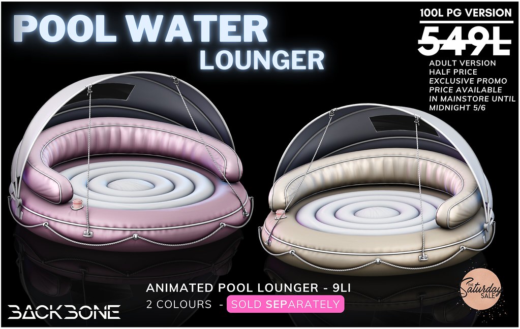 BackBone Pool Water Loungers for Saturday Sale
