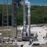 NASA’s Boeing Crew Flight Test (NHQ202405040027) A United Launch Alliance Atlas V rocket with Boeing’s CST-100 Starliner spacecraft aboard is seen on the launch pad at Space Launch Complex 41 ahead of the NASA’s Boeing Crew Flight Test, Saturday, May 4, 2024 at Cape Canaveral Space Force Station in Florida. NASA’s Boeing Crew Flight Test is the first launch with astronauts of the Boeing CFT-100 spacecraft and United Launch Alliance Atlas V rocket to the International Space Station as part of the agency’s Commercial Crew Program. The flight test, targeted for launch at 10:34 p.m. EDT on Monday, May 6, serves as an end-to-end demonstration of Boeing’s crew transportation system and will carry NASA astronauts Butch Wilmore and Suni Williams to and from the orbiting laboratory. Photo Credit: (NASA/Joel Kowsky)