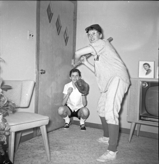 Woman & Girl Posing Indoors, 1950s