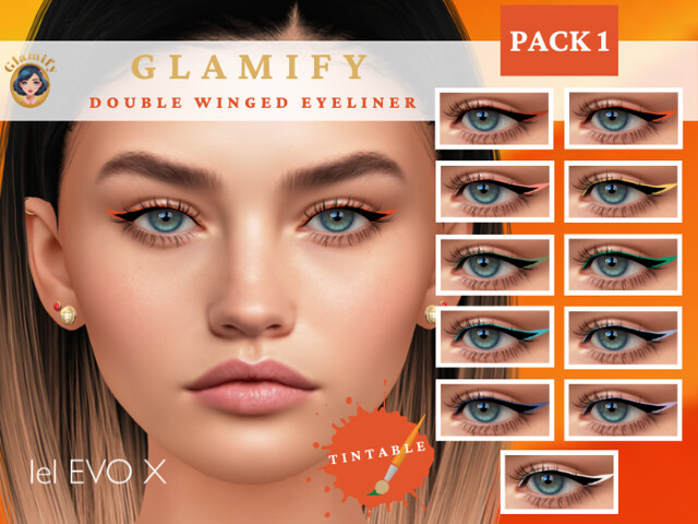 {Glamify} Pack1 BOM Double Winged Eyeliner for Lelutka EVOX