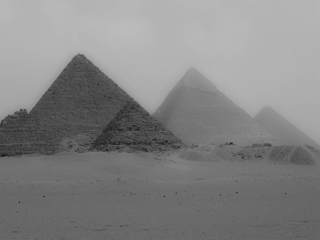 2024 (challenge No. 1- old unpublished pics) - Day 125 - Pyramids in the morning smog, Giza, Cairo, Egypt, 2008
