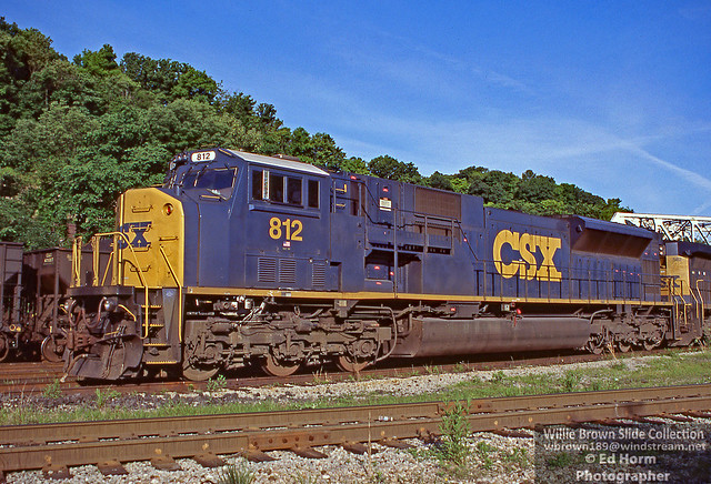 CSX SD80MAC 812 {built 7/95 as EMD demonstrator EMDX 8000} obtained by Conrail as their 4128. CSX re# to 4602. Photographed at Monaca, PA on 5/30/04.