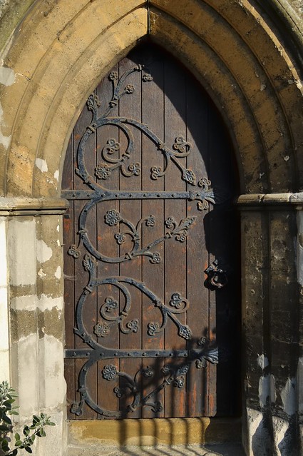 Manor Road doorway, Church of St Cross in Holywell, Oxford, England