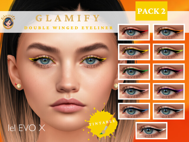{Glamify} Pack2 BOM Double Winged Eyeliner for Lelutka EVOX