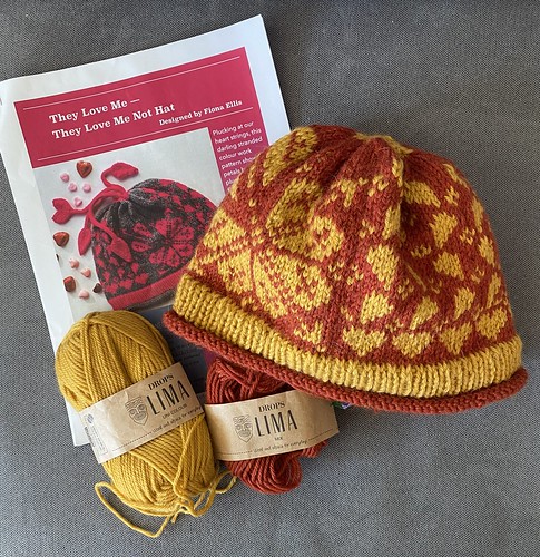 Krystyna also finished this They Love Me Hat by Fiona Ellis using Garnstudio Drops Lima.