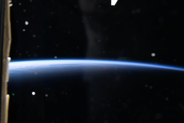 The space station soars into orbital daytime