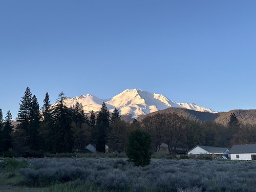 Mount Shasta at sunset by cyberhobo, mountain snow