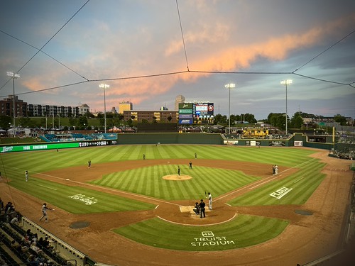 Evening in the Outfield, Winston-Salem, NC, 2024 by Tom Powell, Apple iPhone 15 Protruiststadium winstonsalem northcarolina 2024 sunset appleiphone15pro baseball cl