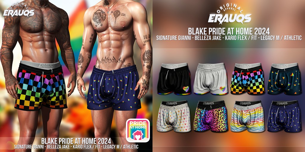 [ ERAUQS ] – Blake Shorts @ Pride at Home 2024