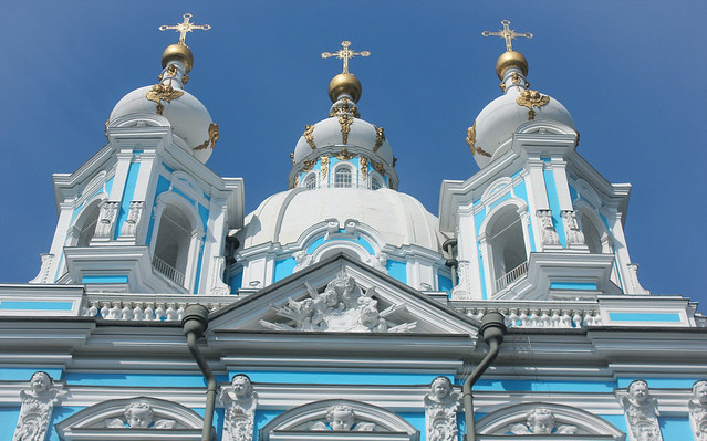 Russian Federation,  Orthodox Saint-Petersburg, Smolny Cathedral of Smolny Convent of the Resurrection (Воскресенский Новодевичий Смольный монастырь) since 1757, architect Francesco Bartolomeo Rastrelli, Rastrelli Square, Tsentralny District.