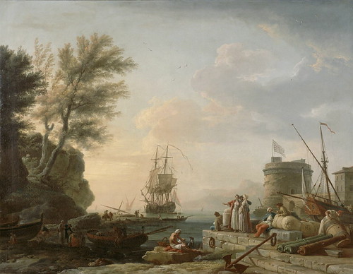 Claude Joseph Vernet (school of) –  Musée du Louvre INV 8309.  Marine, paysage et soleil couchant (1743) | by lack of imagination