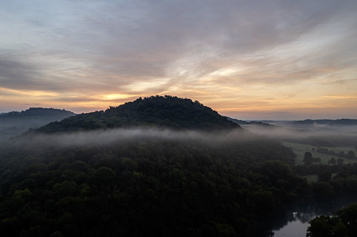 Bettys Island, Caney Fork River, Smith County, Tennessee by Chuck Sutherland, bettysisland twra caneyforkriver river creek stream water smithcounty tennessee tn sunrise fog fores