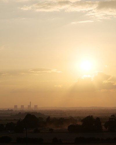 Harvest and Power at Sunset by IsaacB9192, Dust from the harvest creates a murky view of the closed-down Cottam power station.