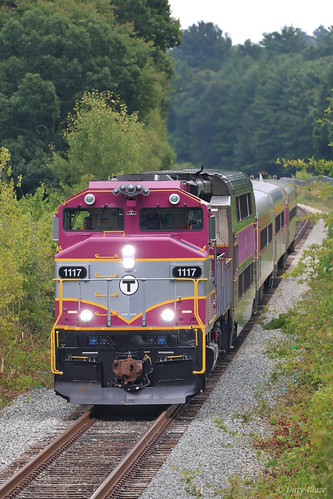 Testing by Dave Blaze Rail Photography, Another view of the Keolis/MBTA test train led by GP40MC 1117 in sparkling fresh paint from its rece