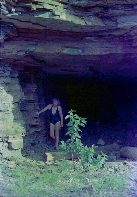 Exploring the Asbestos mine in Yampire Gorge - 1977