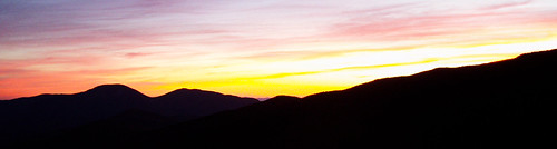 20041004_01b by mckenn39, Pre-sunrise glow from Mt Colvin, with the mountains silhouetted against the sky. Adirondacks, NY. A 