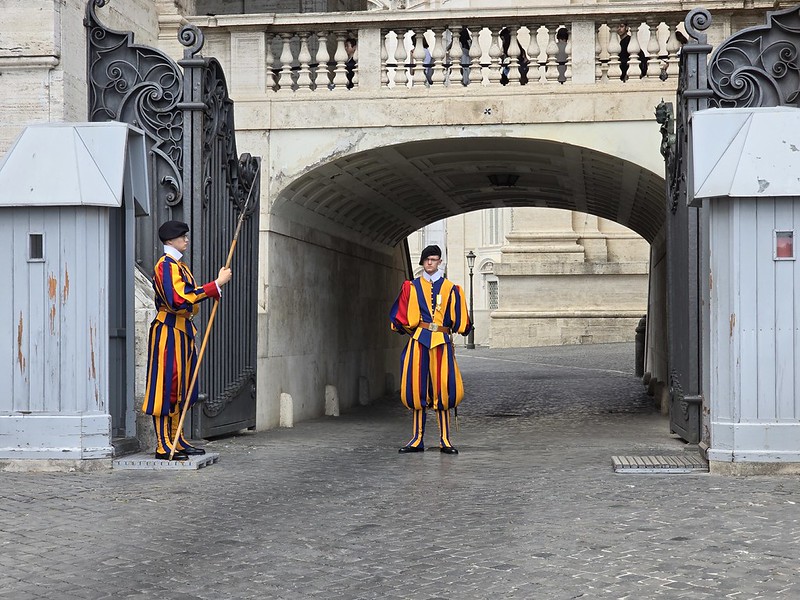 The Swiss guard at the entrance of the Necropolis, where you can't take photos.