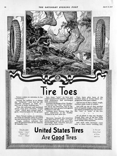 “Tire Toes” ad for United States Tires in “The Saturday Evening Post,” April 21, 1917. | by lhboudreau