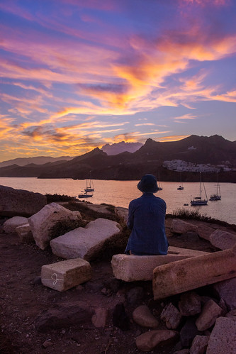 Morning Reverie_DSC_1234-Edit by jenni 101, My friend Monica watching the sunrise over Naxos and contemplating the day ahead. photographybyjen