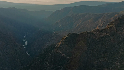 Black Canyon Sunset View by jimokearns, While setting up my M4/3 for the sunset, I grabbed this on my phone. Got lucky, I think. Hazy skies 