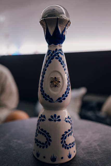 Decorative Blue and White Ceramic Bottle