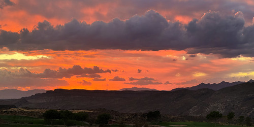 Sunset over the Beaver Dam Mountains near St. George Utah by swissgeologyfan, View west from Sky Mountain in Hurricane Utah, towards West Mountain Peak (center) and St. George (l