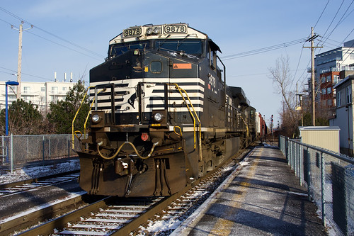 CN 529 by Michael Berry Railfan, Usually entering Montreal around sunrise or earlier, a late CN 529 passes through St-Lambert Station