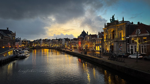 h a a r l e m   [explored] by K i n g f i s h e r I m a g e s, kingfisherimages haarlem spaarne holland city sunset cityscape history mood sky