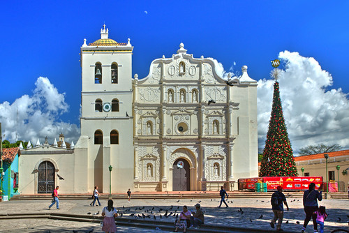 Comayagua Day & Night by hapulcu, Comayagua, Honduras, view of the cathedral from the main town square, day and night versions.  Happy