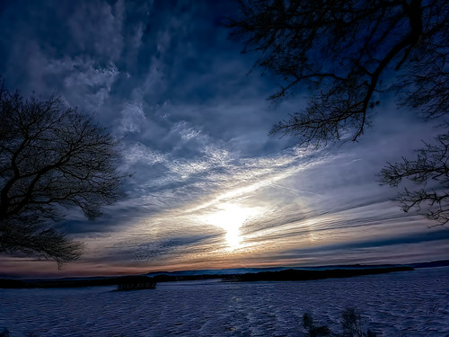 Partial Winter Sunset Halo by Gary.Lamprecht, Managed to capture the setting sun over frozen Lake Onalaska and its sundogs. Taken in Onalaska, WI