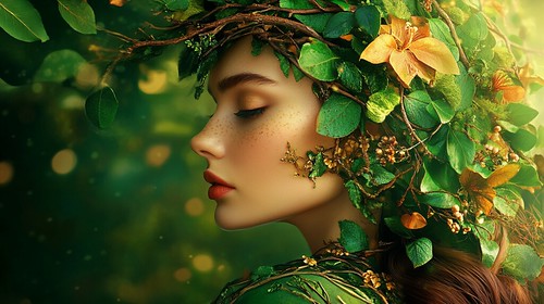 woman portrait inspired by nature. | by lawrencedigitalart