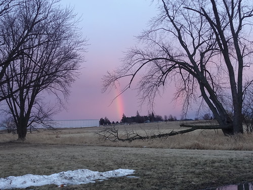 Sunset in Marengo 2-24-25 04 by anothertom, iowa marengo sunset rainbow meltedsnow trees dusk 2025 sonyrx100v