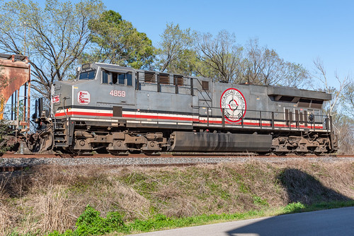 KCS 4859 - ES44AC - "Silver Sausage" by Christopher Parma, KCS 4859 is the railroad's "Safety Starts Here" locomotive. On the engineer's side the phr
