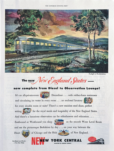Ad from the New York Central Railroad in “The Saturday Evening Post,” June 18, 1949. | by lhboudreau