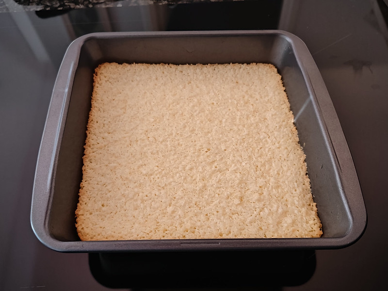 A coconut cake straight from the oven