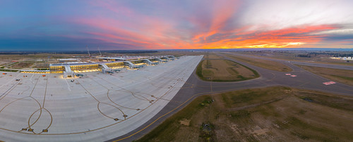 Sunset over the terminal and apron of Western Sydney Airport. by andrew edgar ......., australia newsouthwales luddenham above blue sky bird nature clouds photography airport construction