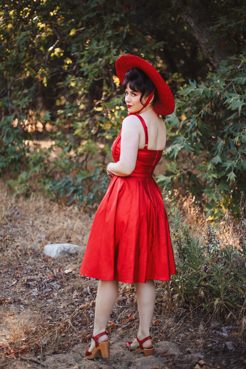 Vixen by Micheline Pitt Jawbreaker Swing Dress in Red Laminate Southern California Belle