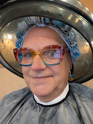 One of my favorite pairs of glasses. Under the dryer at Empire Beauty School and beauty parlor | by Summer The Shampoo girl