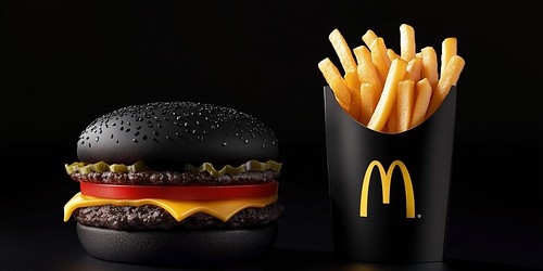 black advertisement of mcdonald's burger and fries | by lawrencedigitalart