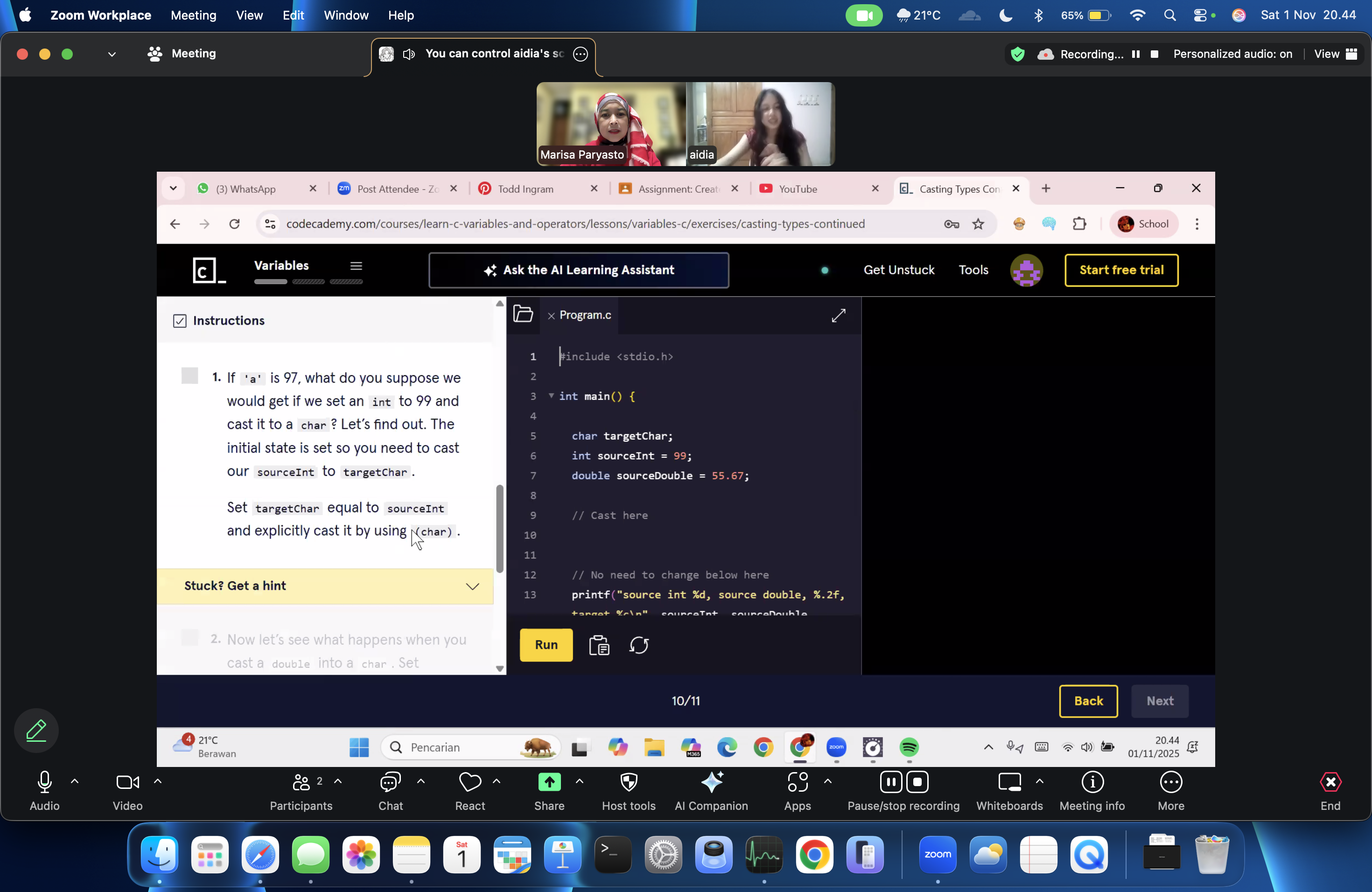 ProCodeCG Kids Private Coding Class – Aidia – 1 Nov 2025 – Code – and ...