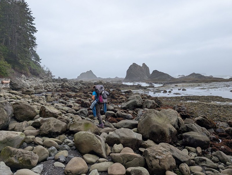 Yet more large coastal rocks to climb over on our way south along the coast