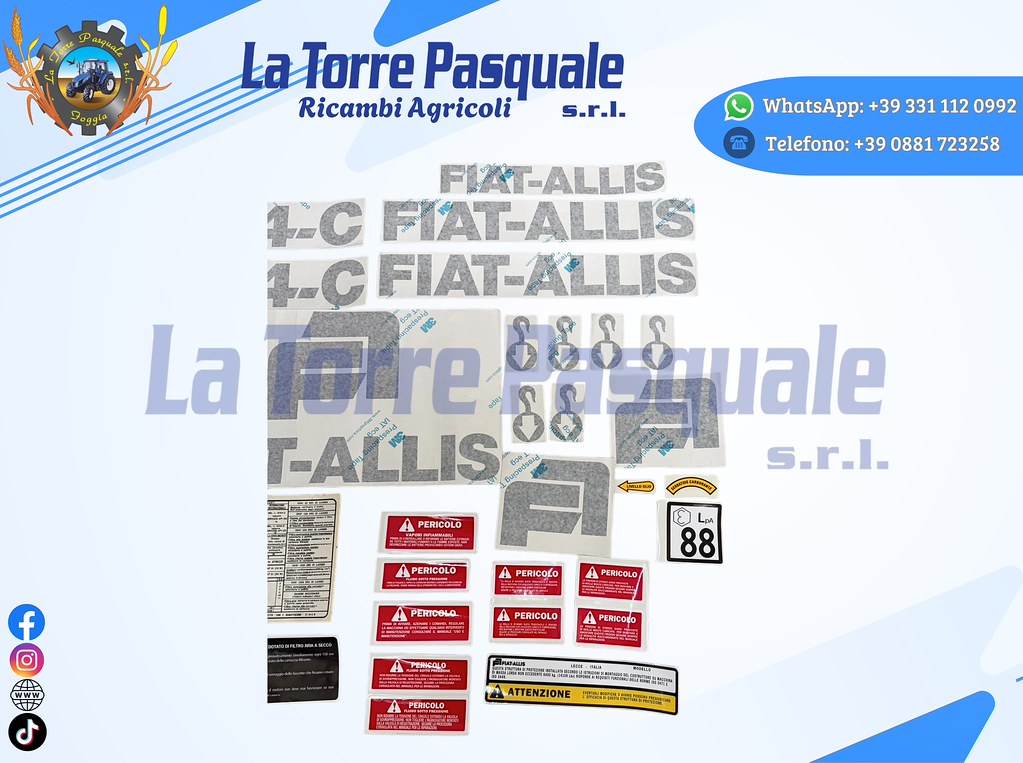 Adesivi Decalcomania Per Trattore Fiat 120C, Marca Oracal, Produzione Tedesca