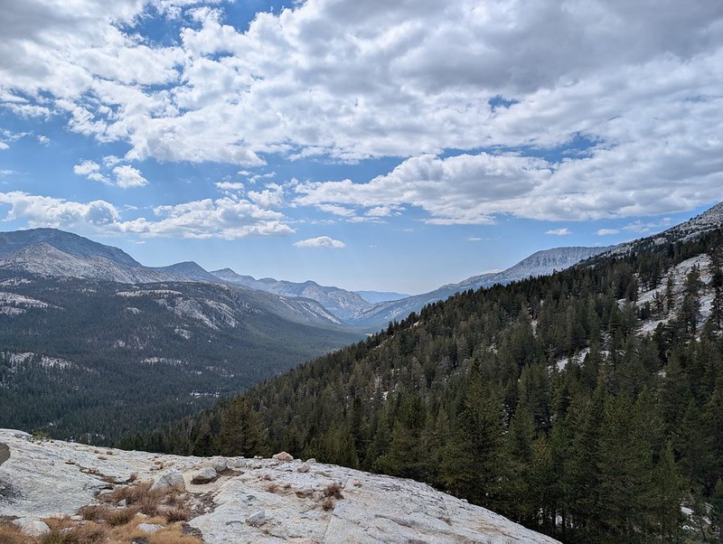 View back down Evolution Valley from the long climb to Evolution Lake