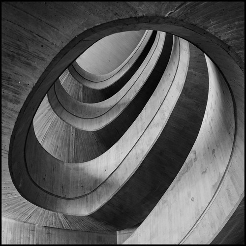Spain - Valencia - City of Arts and Sciences - Palau de les Arts Reina Sofía interior_Concrete spiral_fisheye sq mono_DSC0121
