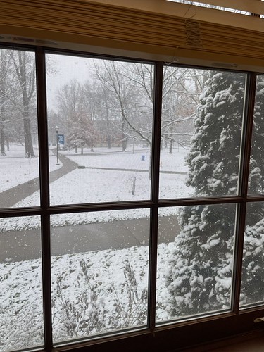 Berea College in the snow out my office window