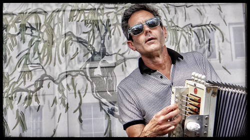 Andre Michot of Lost Bayou Ramblers at French Quarter Fest 2026. Photo by MJ Mastrogiovanni.
