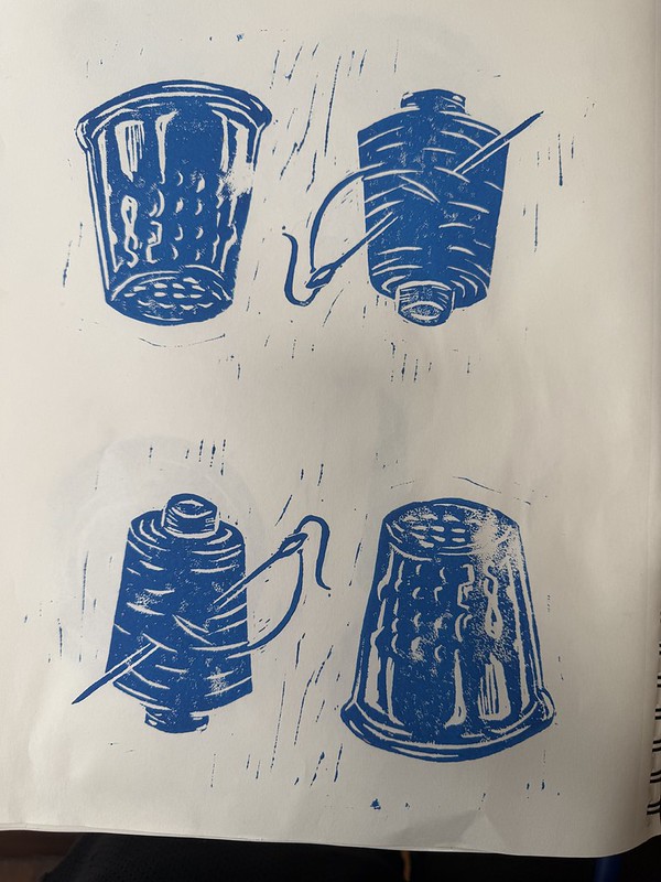 needle, thread, and thimble print