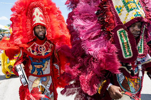 Semolian Warriors and guests parade during Jazz Fest 2026 second weekend (day 7) in New Orleans on May 2, 2026. Photo by Ryan Hodgson-Rigsbee RHRphoto.com @rhrphotography